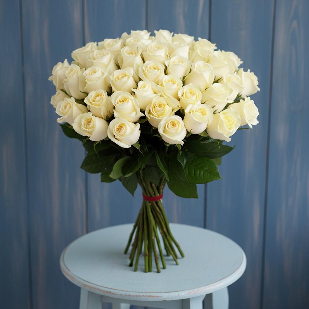 Букет 51 Белая роза Эдлесс Лав в Суражи