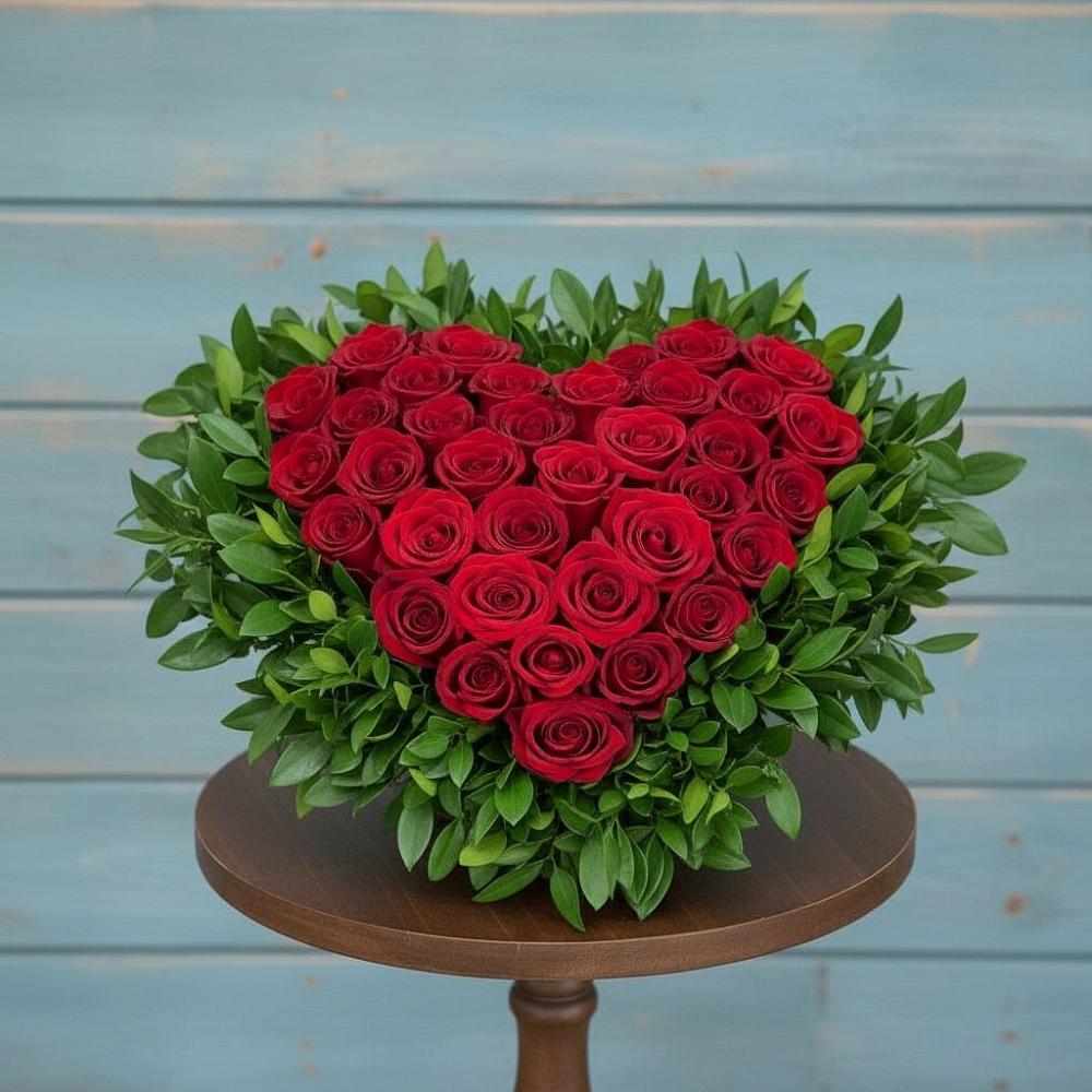 Цветочная композиция из Розы в виде сердца в Суражи