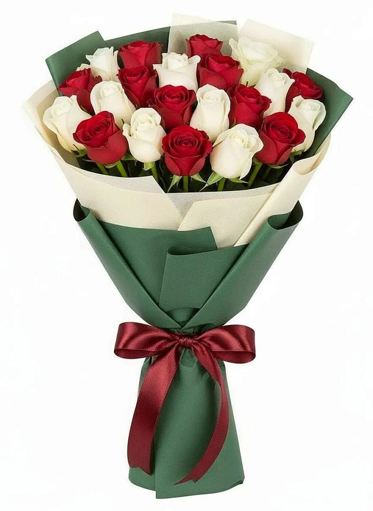 Букет Микс из красных и белых роз в Суражи