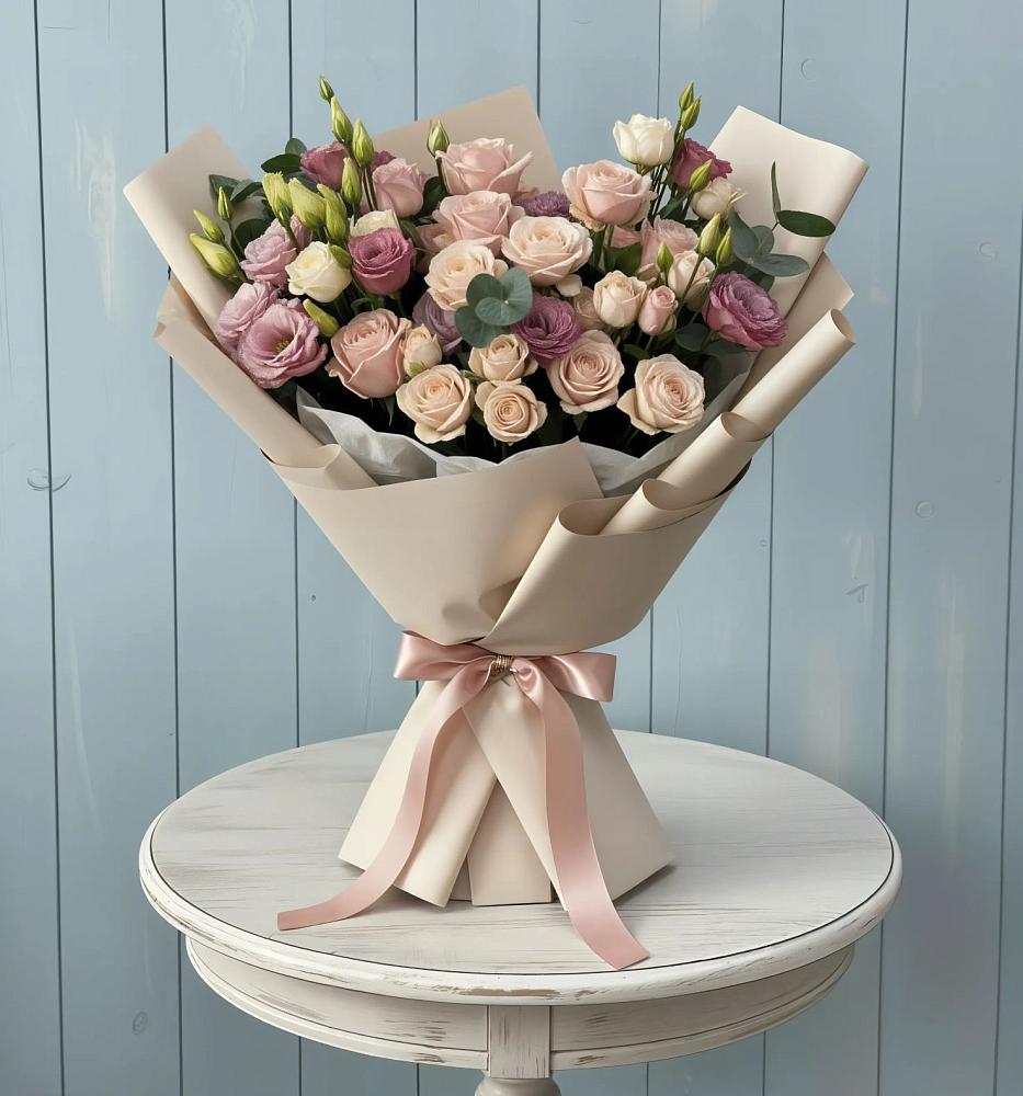 Букет цветов из: Розы и Лизиантусы в Суражи