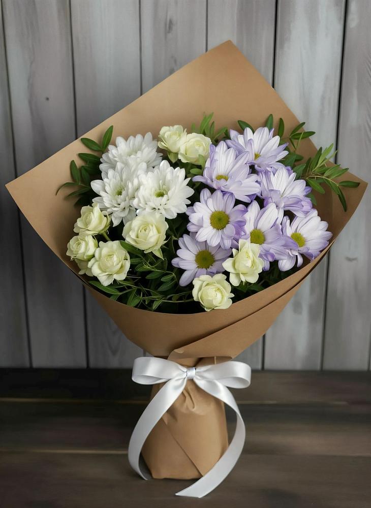 Букет цветов из: Хризантемы и Розы в Суражи